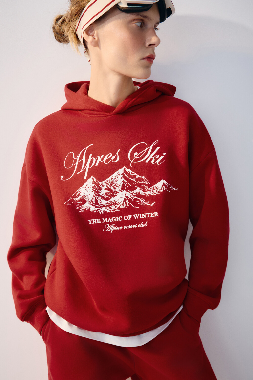 Худи oversize спортивная с принтом - цвет красный - 1