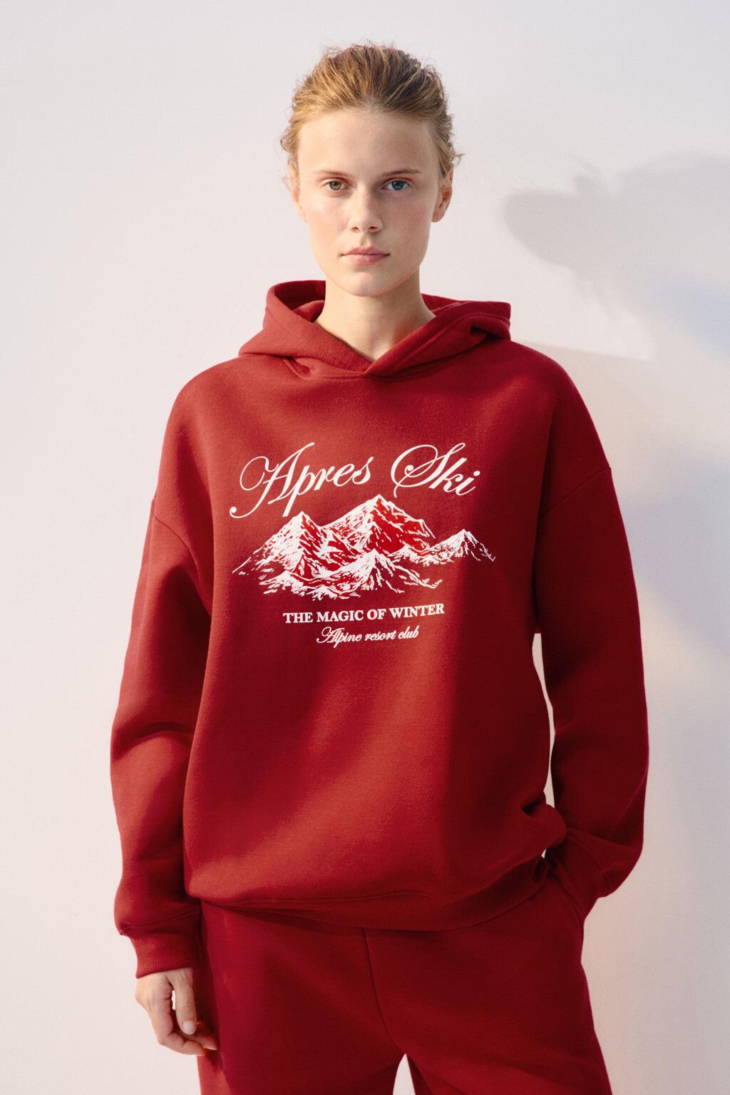 Худи oversize спортивная с принтом - цвет красный - 2