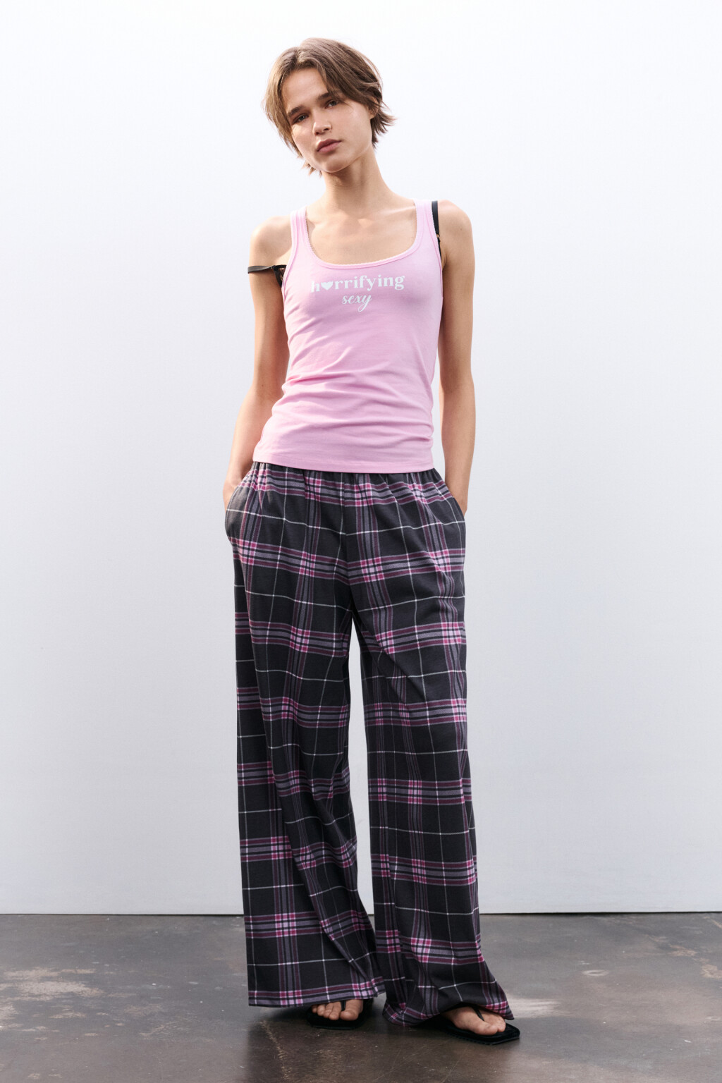 Брюки домашние с принтом - цвет серый - 4