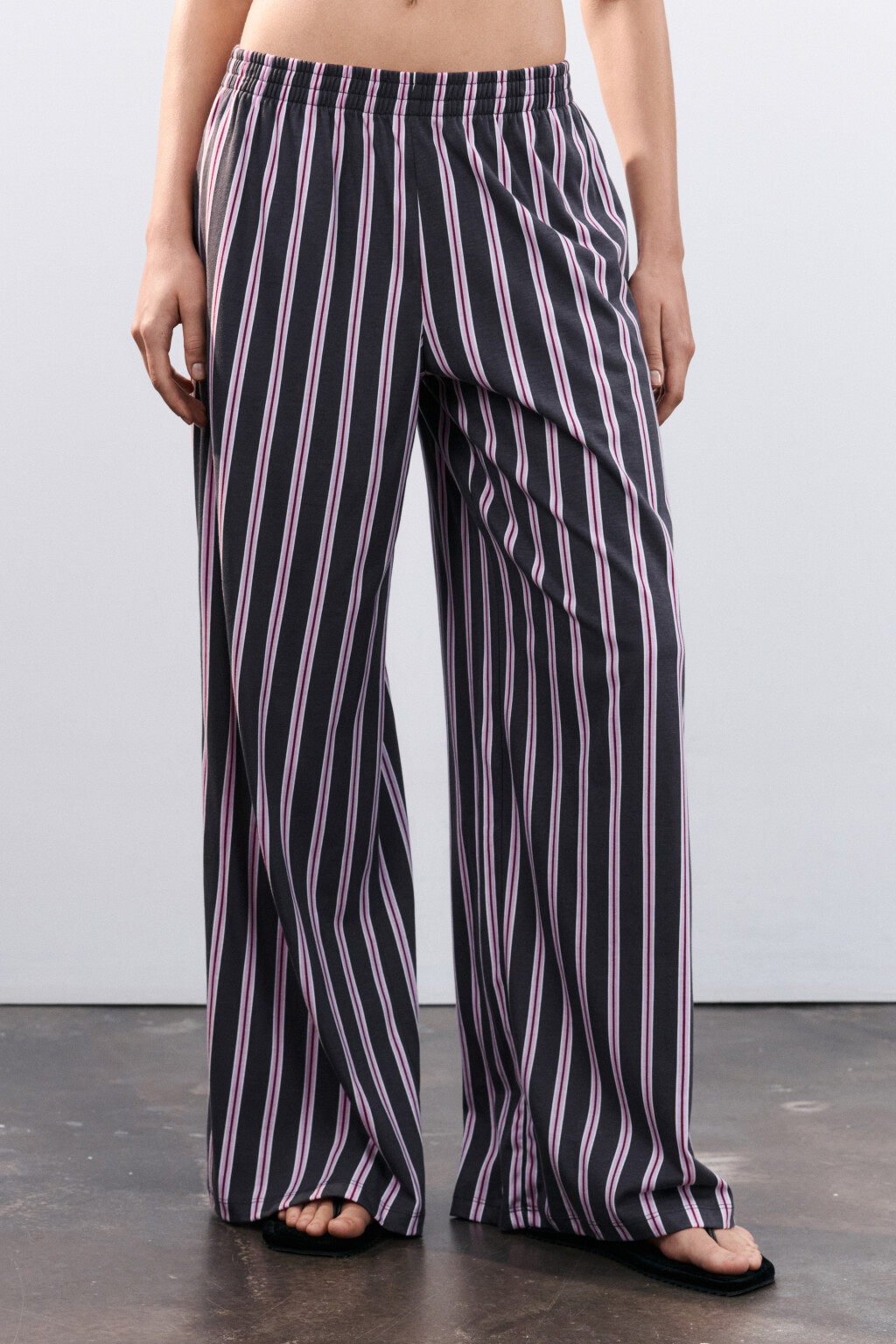 Брюки домашние с принтом - цвет серый - 3