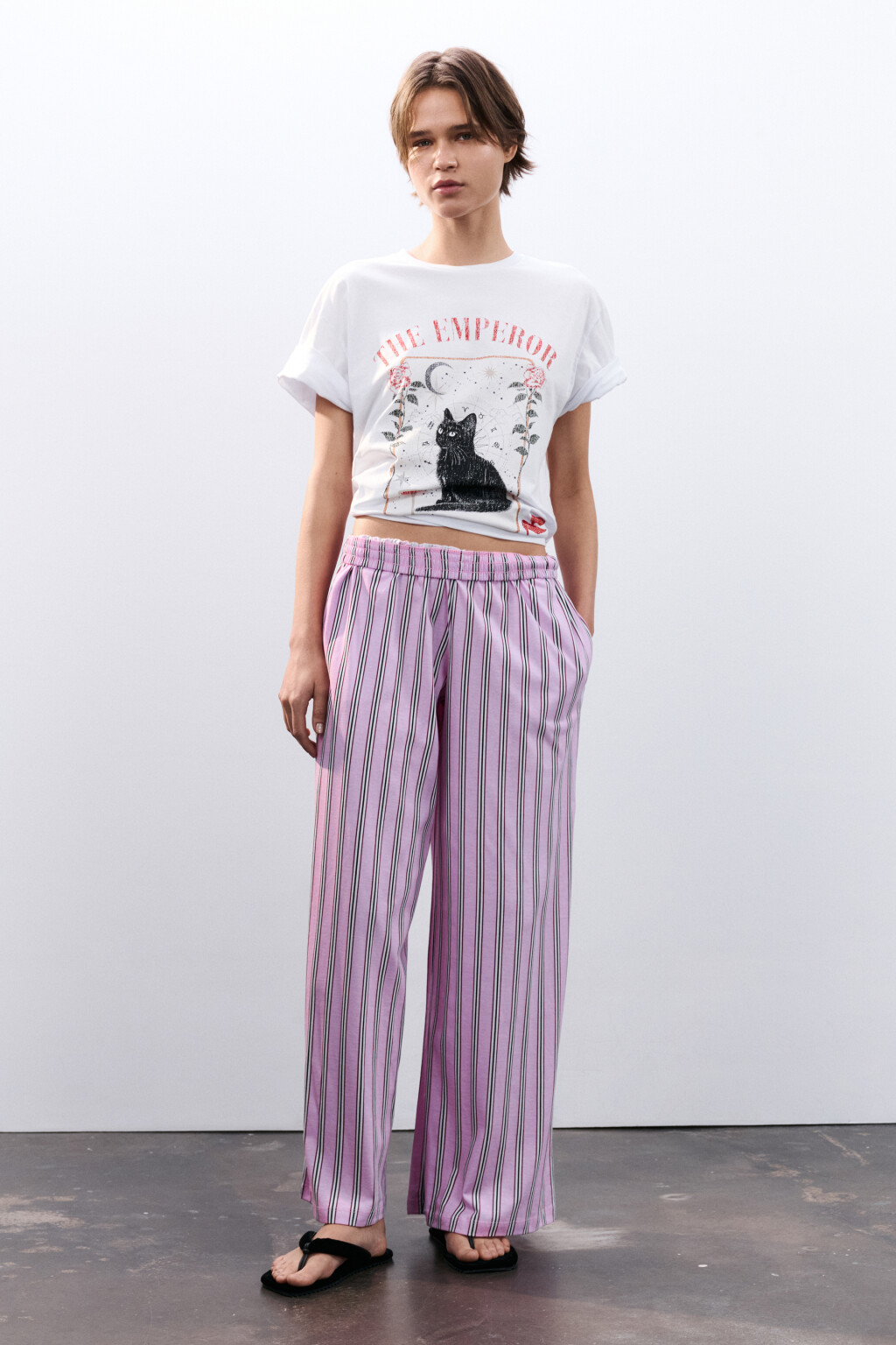 Брюки домашние с принтом - цвет розовый - 4