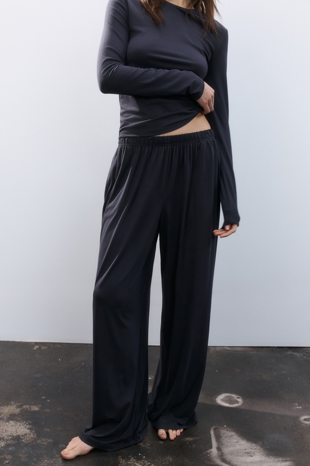 Брюки домашние трикотажные - цвет серый - 2