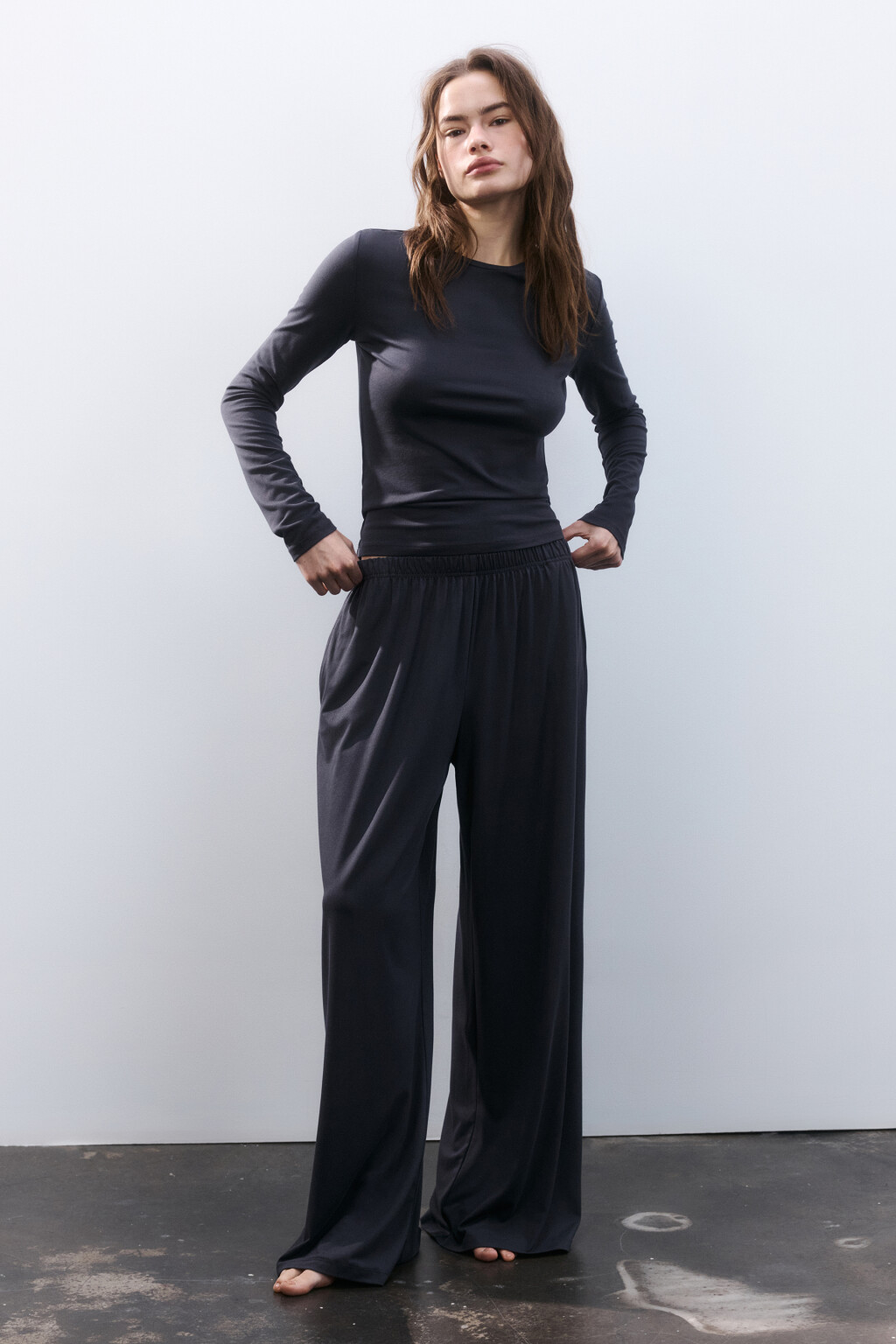 Брюки домашние трикотажные - цвет серый - 5