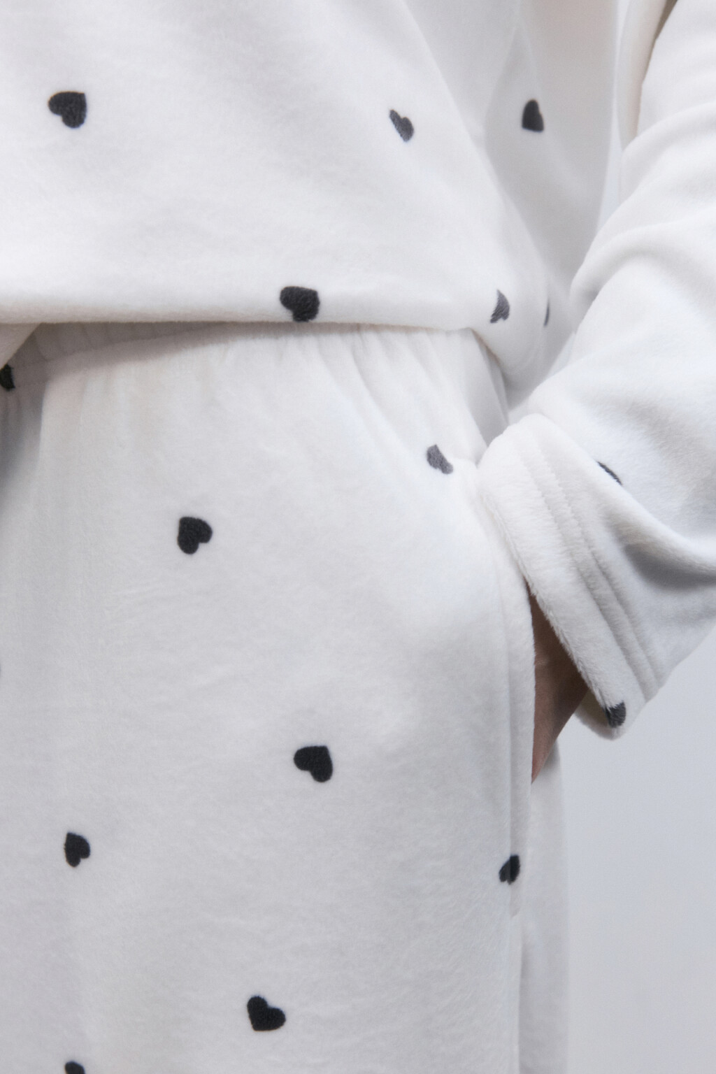 Брюки домашние велюровые с принтом - цвет серый - 6