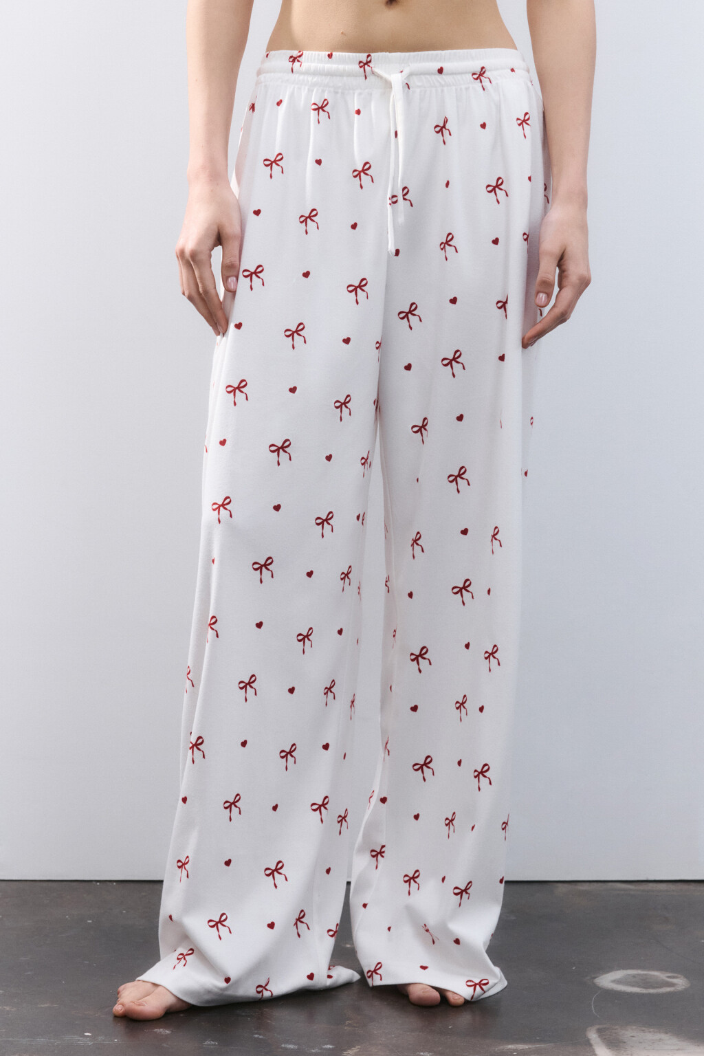Брюки домашние с принтом - цвет красный - 2