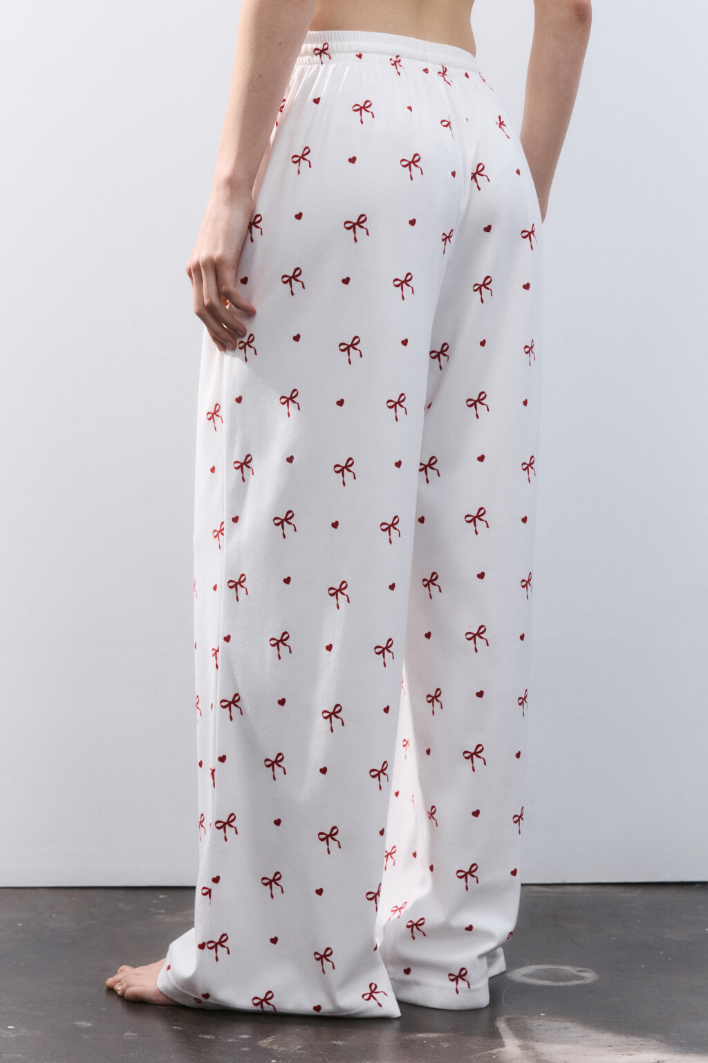 Брюки домашние с принтом - цвет красный - 3