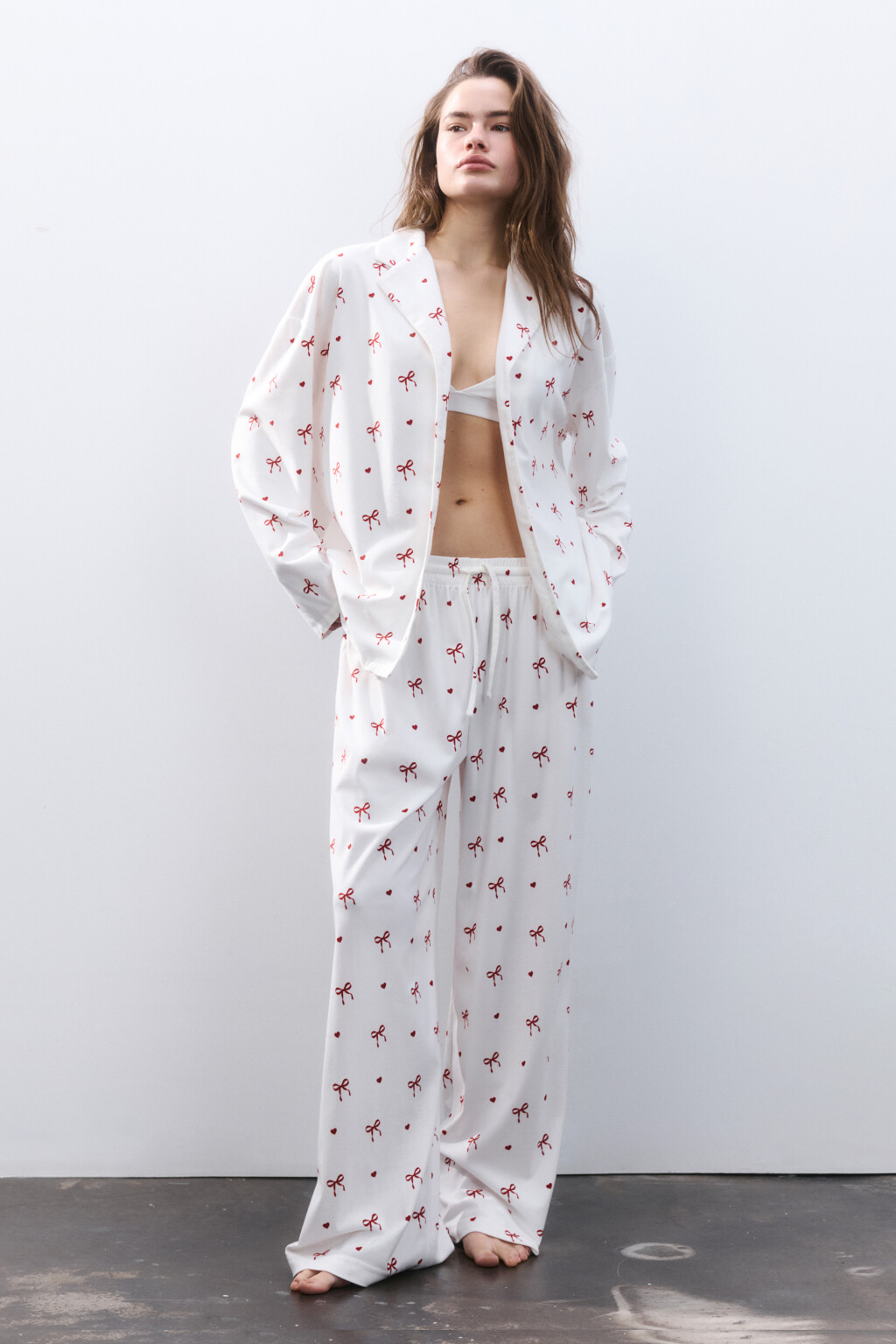 Брюки домашние с принтом - цвет красный - 4