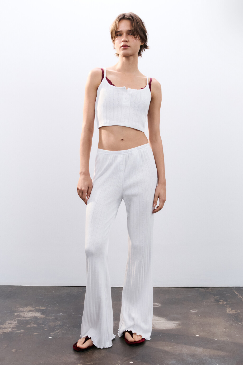 Брюки домашние с волнистыми краями - цвет ванильный - 5