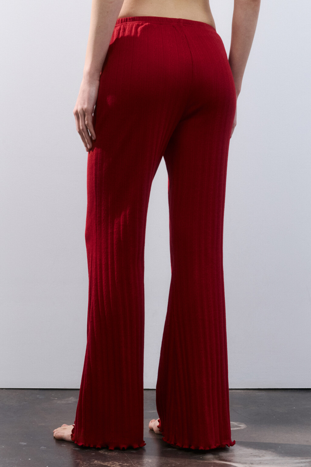 Брюки домашние с волнистыми краями - цвет красный - 3