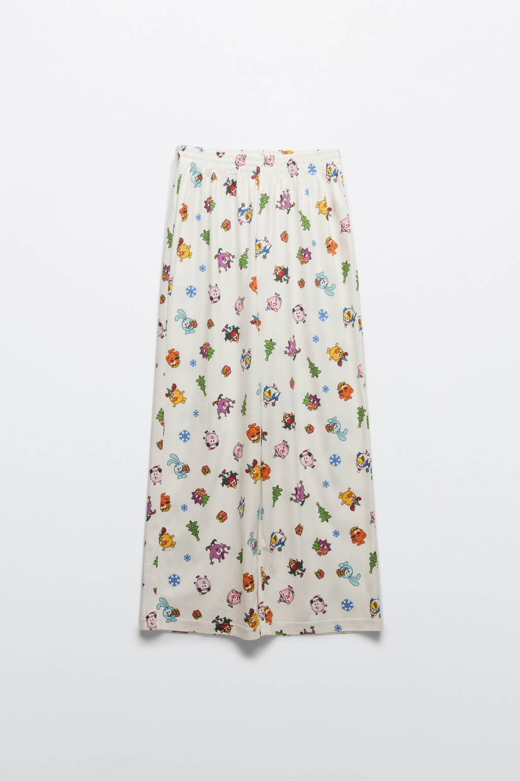 Брюки широкие домашние с принтом - цвет ванильный - 7