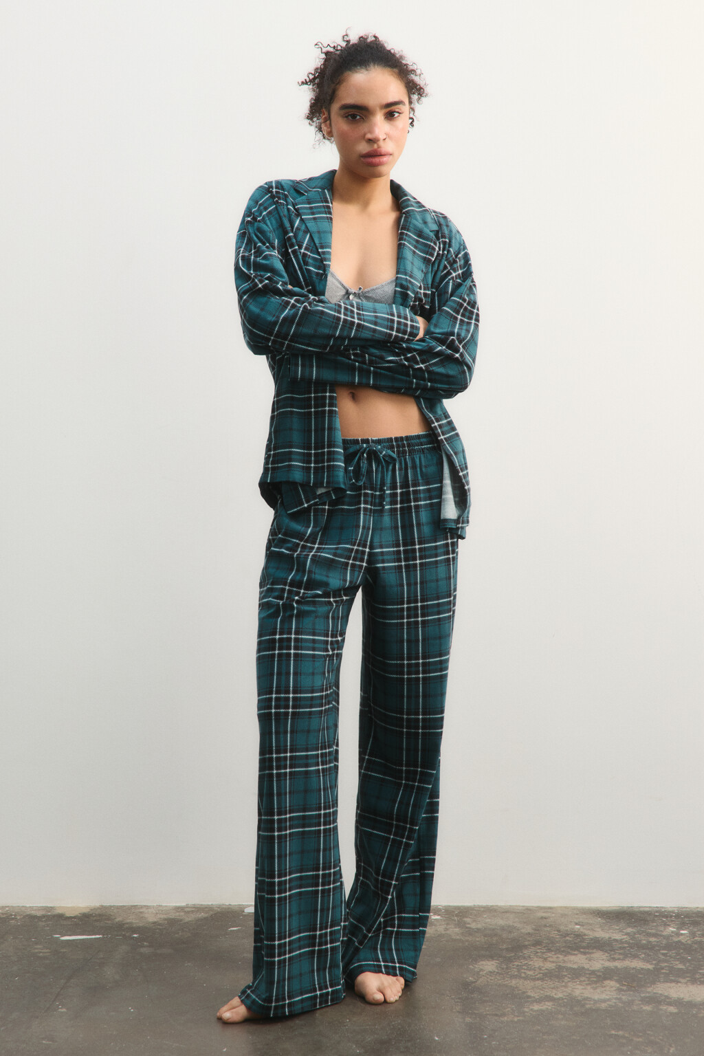 Брюки домашние с принтом - цвет зеленый - 5