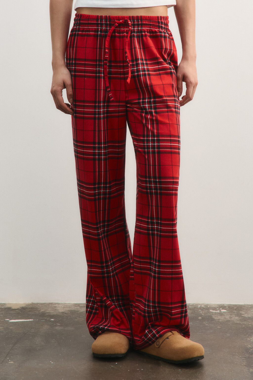 Брюки домашние с принтом - цвет красный - 2