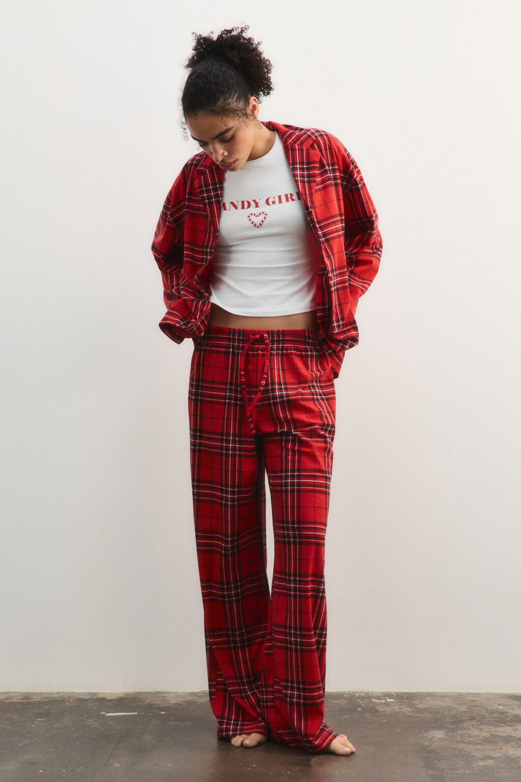 Брюки домашние с принтом - цвет красный - 4