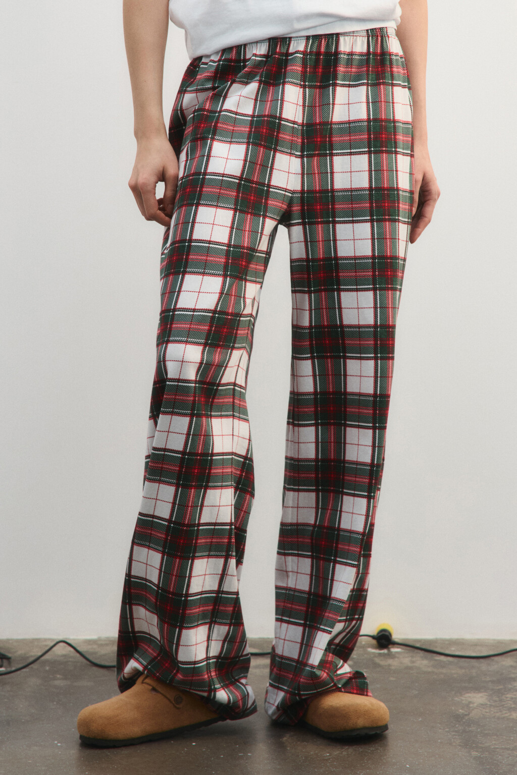 Брюки пижамные хлопковые с принтом - цвет белый - 3