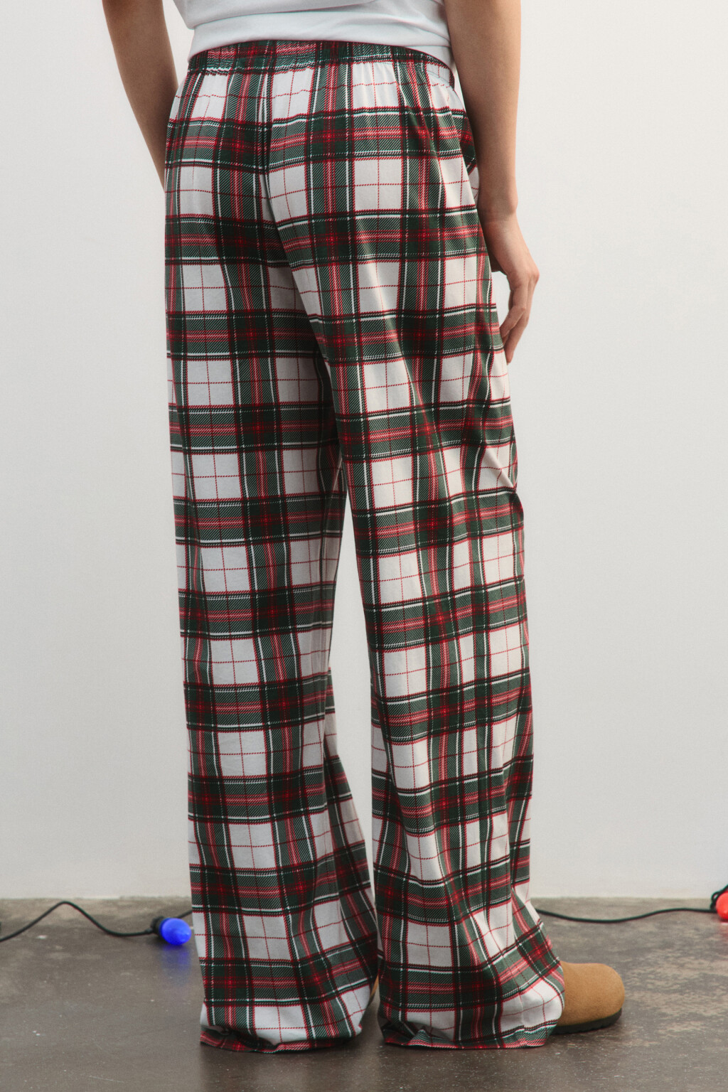 Брюки пижамные хлопковые с принтом - цвет белый - 4