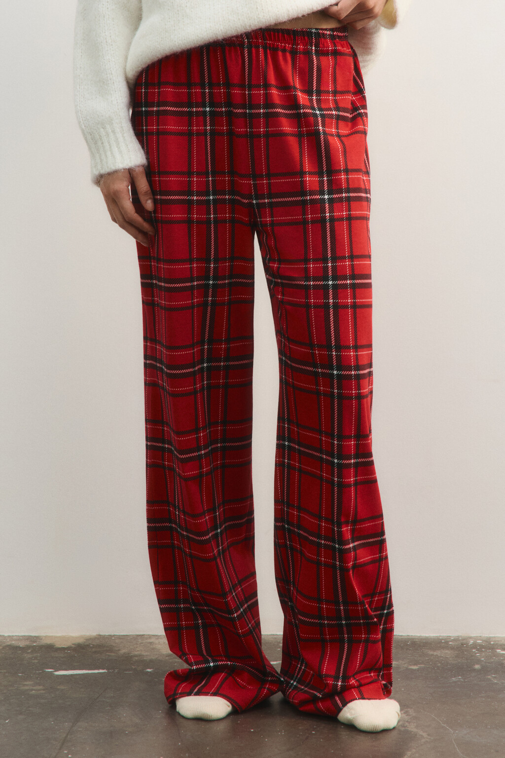 Брюки пижамные хлопковые с принтом - цвет красный - 2