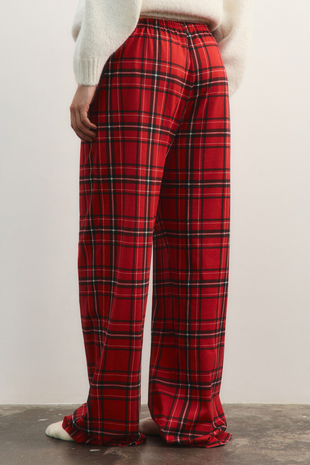 Брюки пижамные хлопковые с принтом - цвет красный - 3