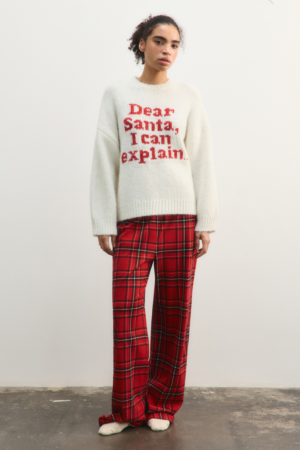 Брюки пижамные хлопковые с принтом - цвет красный - 4