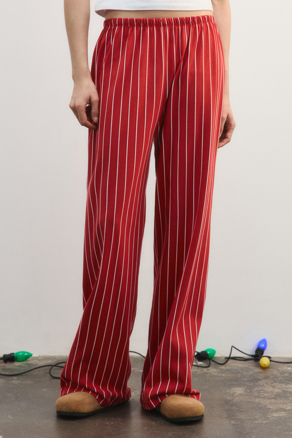 Брюки пижамные хлопковые с принтом - цвет красный - 3
