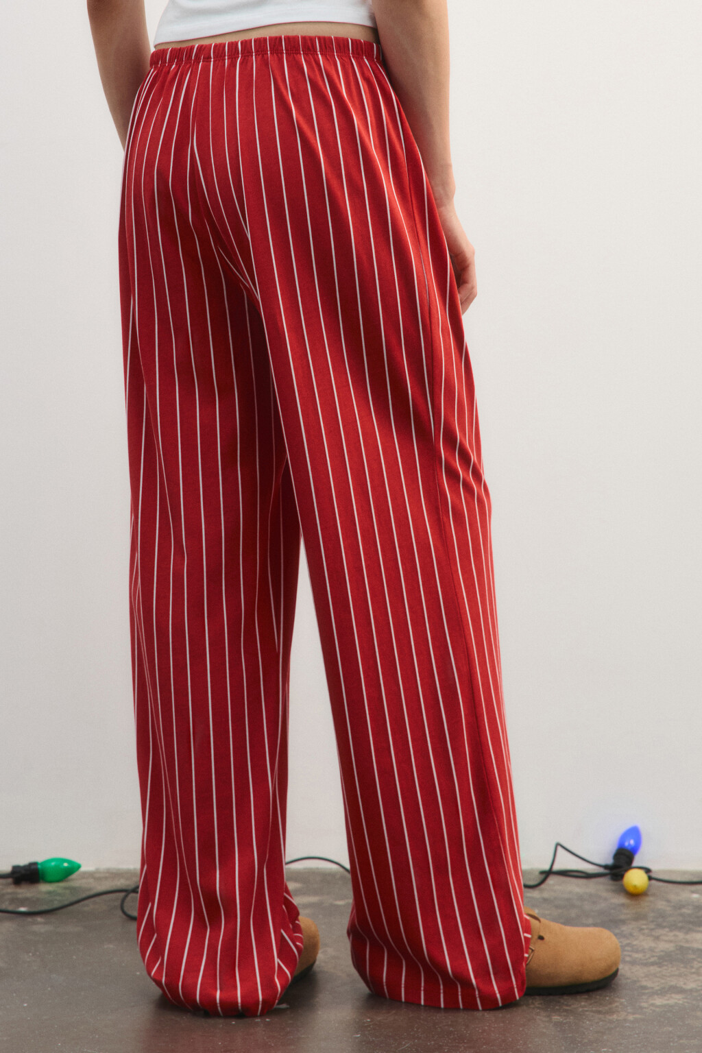 Брюки пижамные хлопковые с принтом - цвет красный - 4