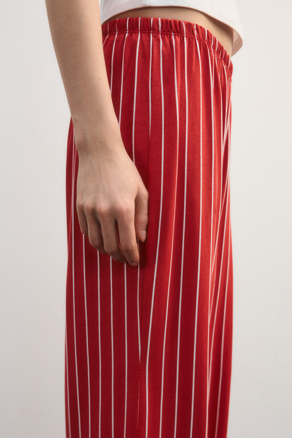 Брюки пижамные хлопковые с принтом - цвет красный - 6