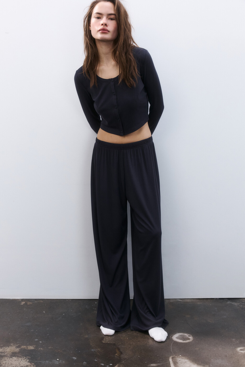 Брюки домашние вискозные - цвет серый - 1