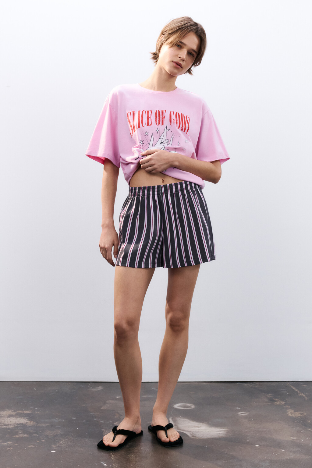 Шорты домашние с принтом - цвет серый - 4