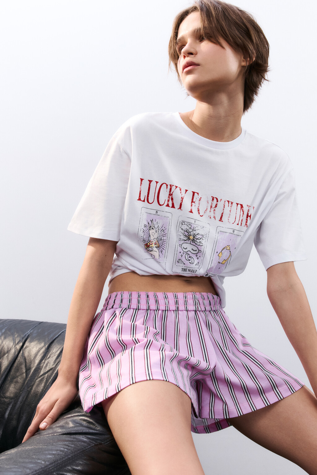 Шорты домашние с принтом - цвет розовый - 1