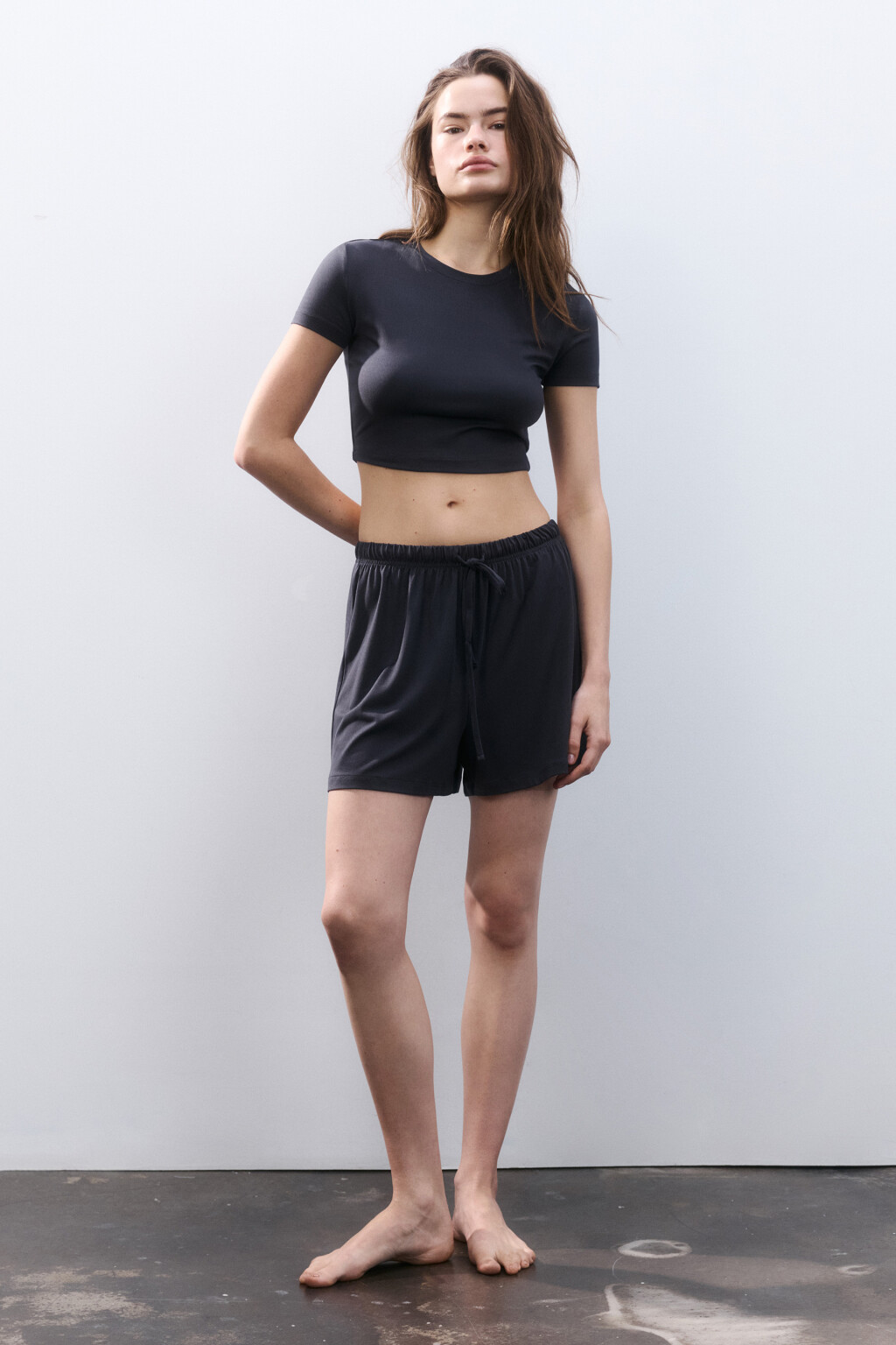 Шорты домашние трикотажные - цвет серый - 4