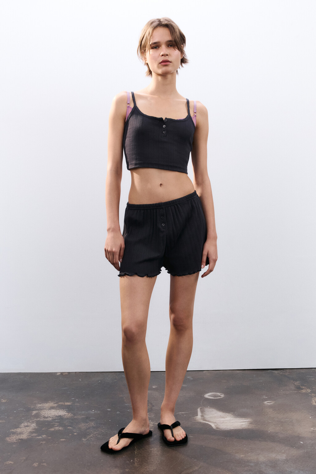 Шорты домашние с волнистыми краями - цвет серый - 5