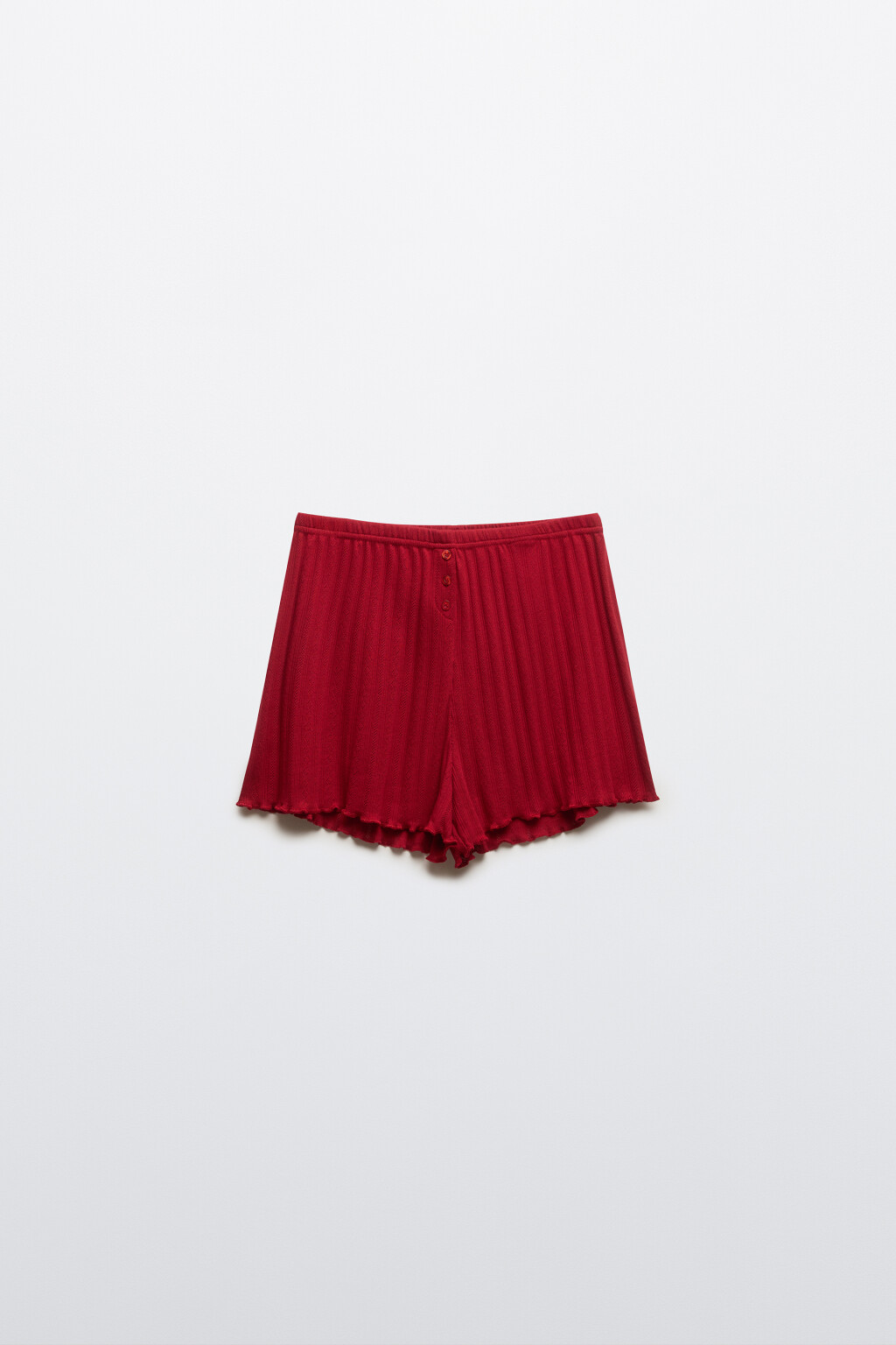 Шорты домашние с волнистыми краями - цвет красный - 7