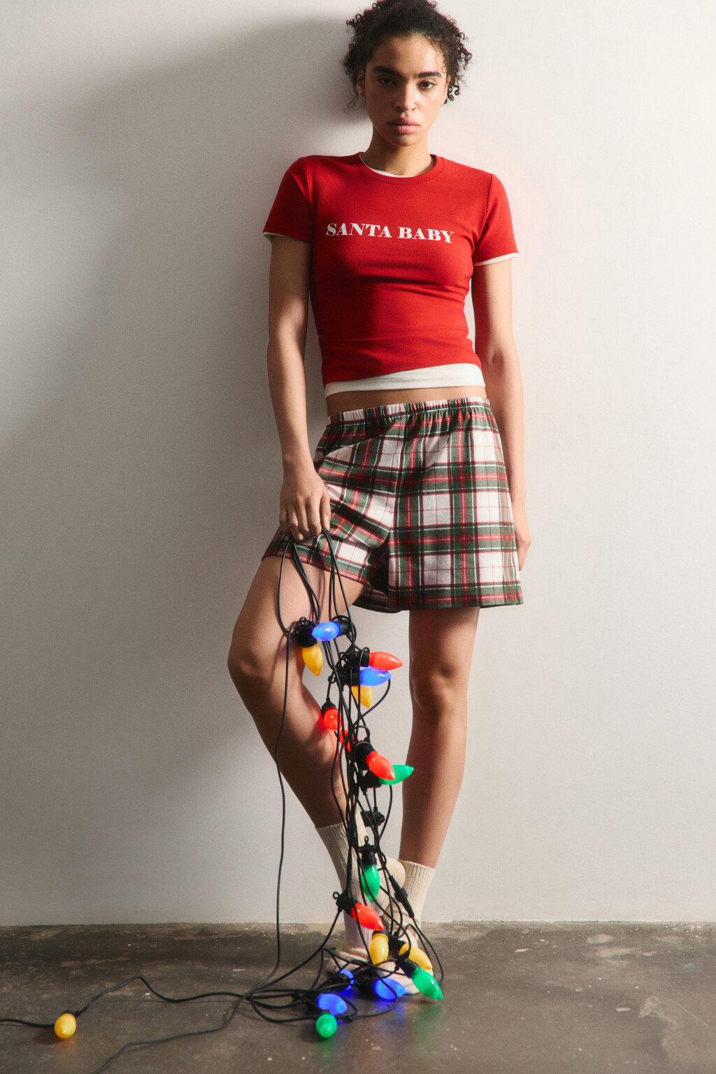 Шорты пижамные хлопковые с принтом - цвет белый - 1