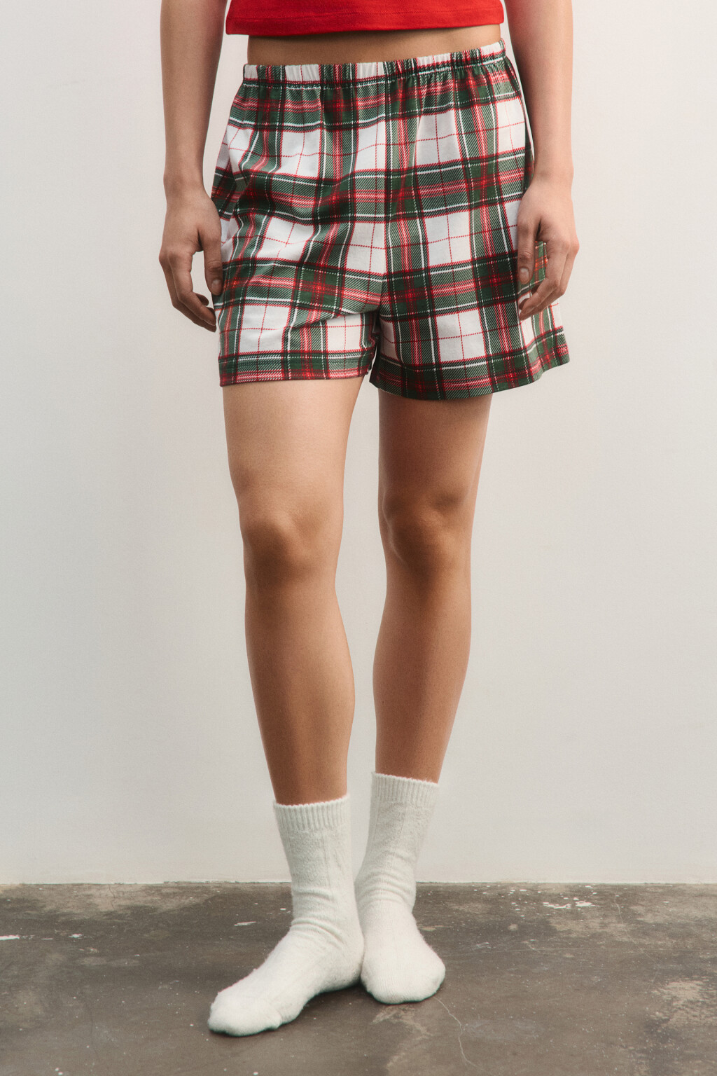 Шорты пижамные хлопковые с принтом - цвет белый - 2