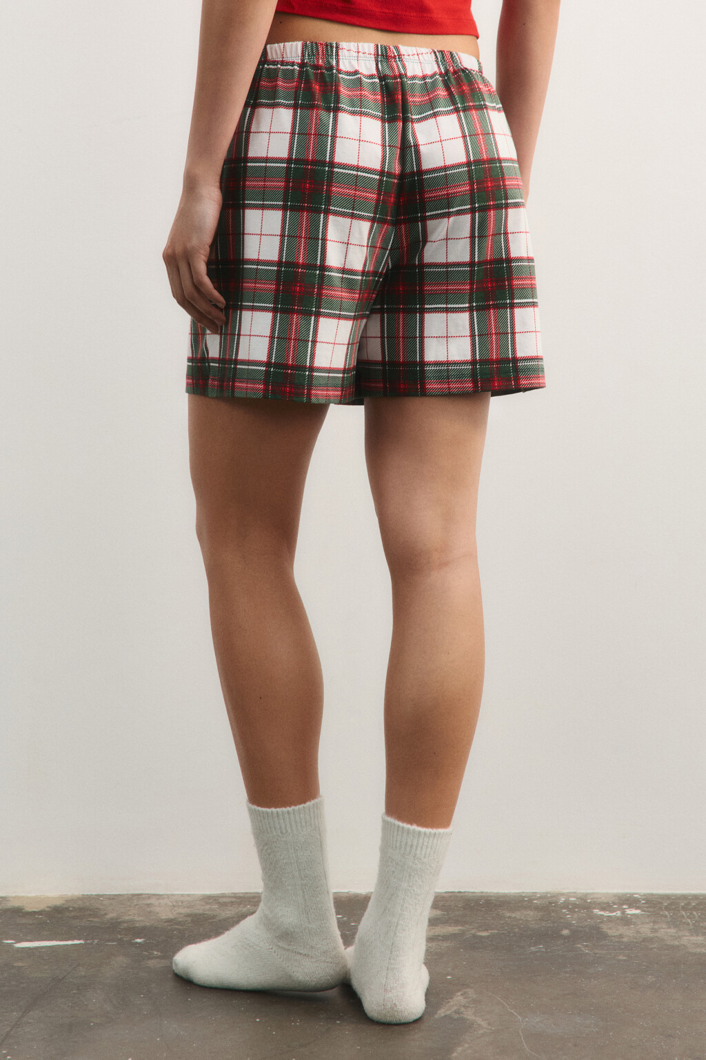 Шорты пижамные хлопковые с принтом - цвет белый - 3