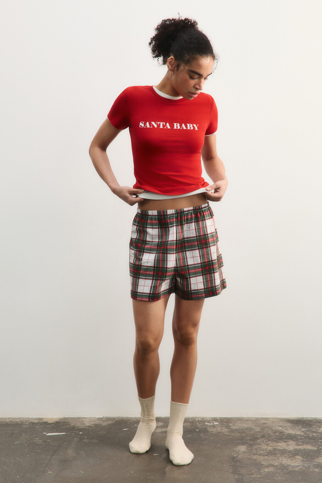 Шорты пижамные хлопковые с принтом - цвет белый - 4