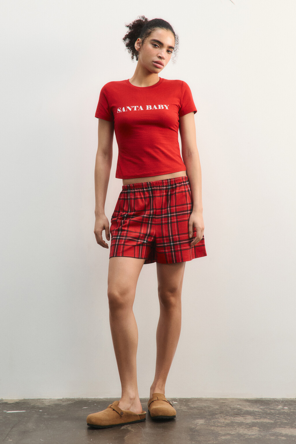 Шорты пижамные хлопковые с принтом - цвет красный - 4