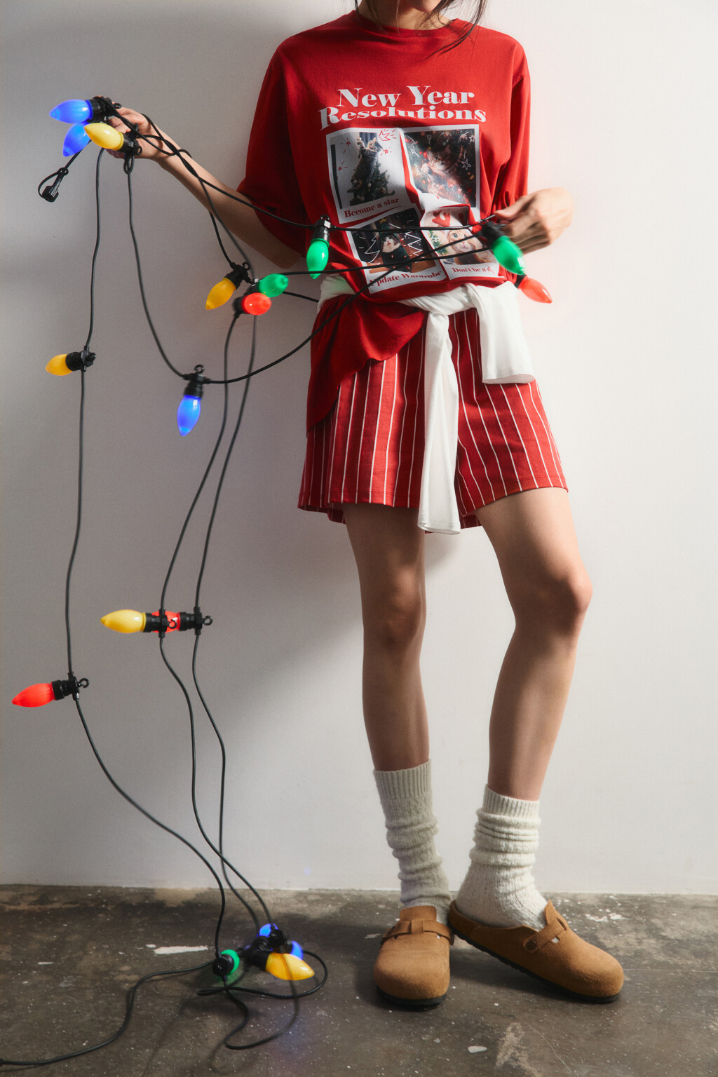 Шорты пижамные хлопковые с принтом - цвет красный - 2