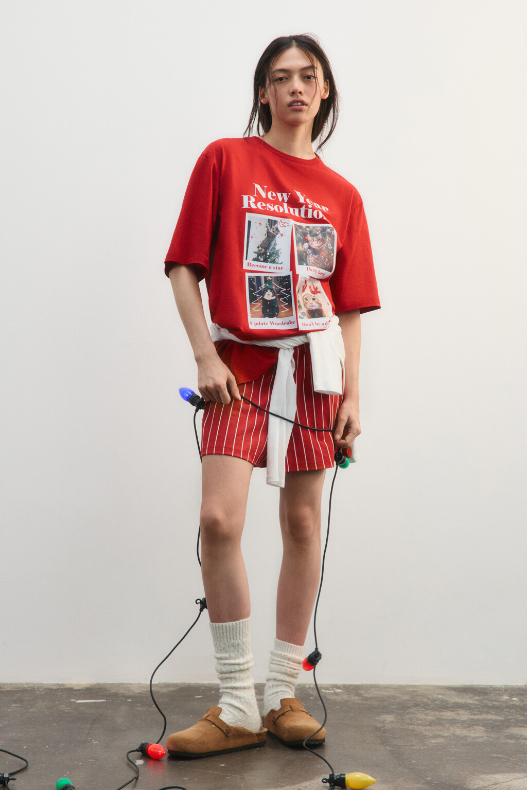 Шорты пижамные хлопковые с принтом - цвет красный - 5