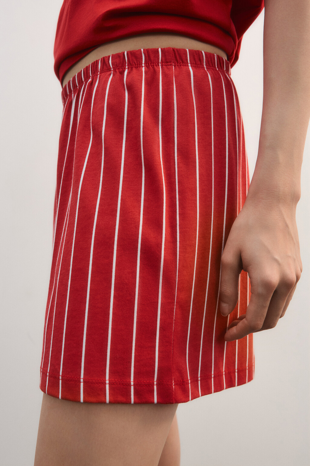 Шорты пижамные хлопковые с принтом - цвет красный - 7