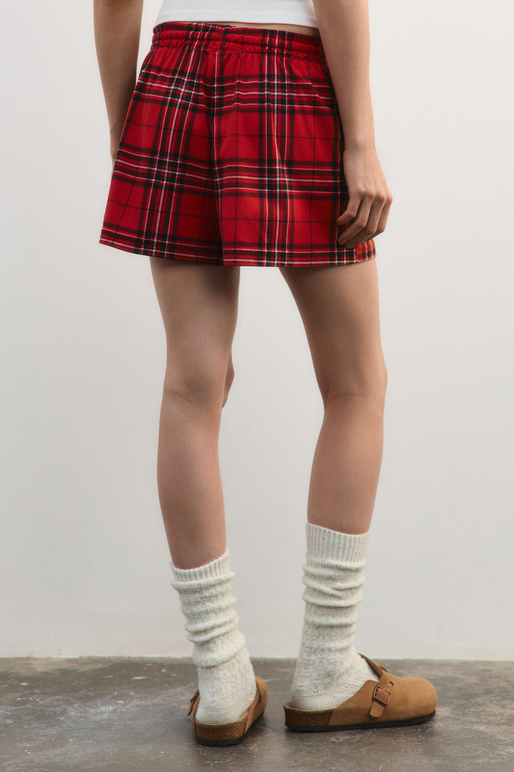 Шорты пижамные в клетку - цвет красный - 5