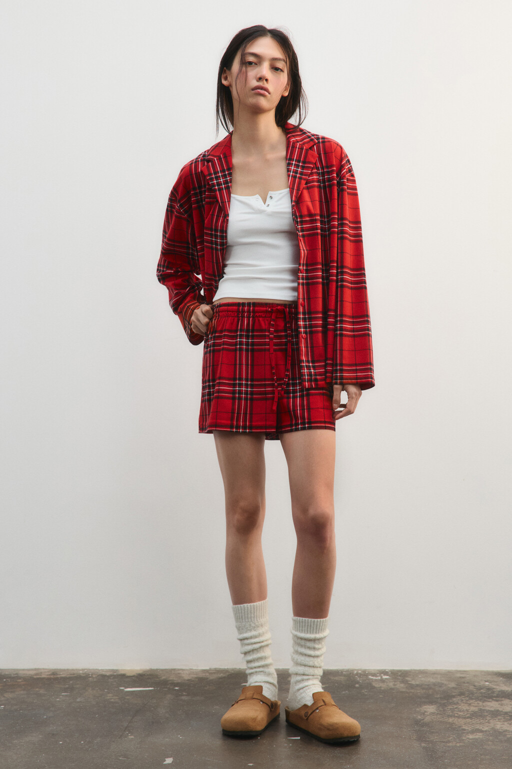 Шорты пижамные в клетку - цвет красный - 6