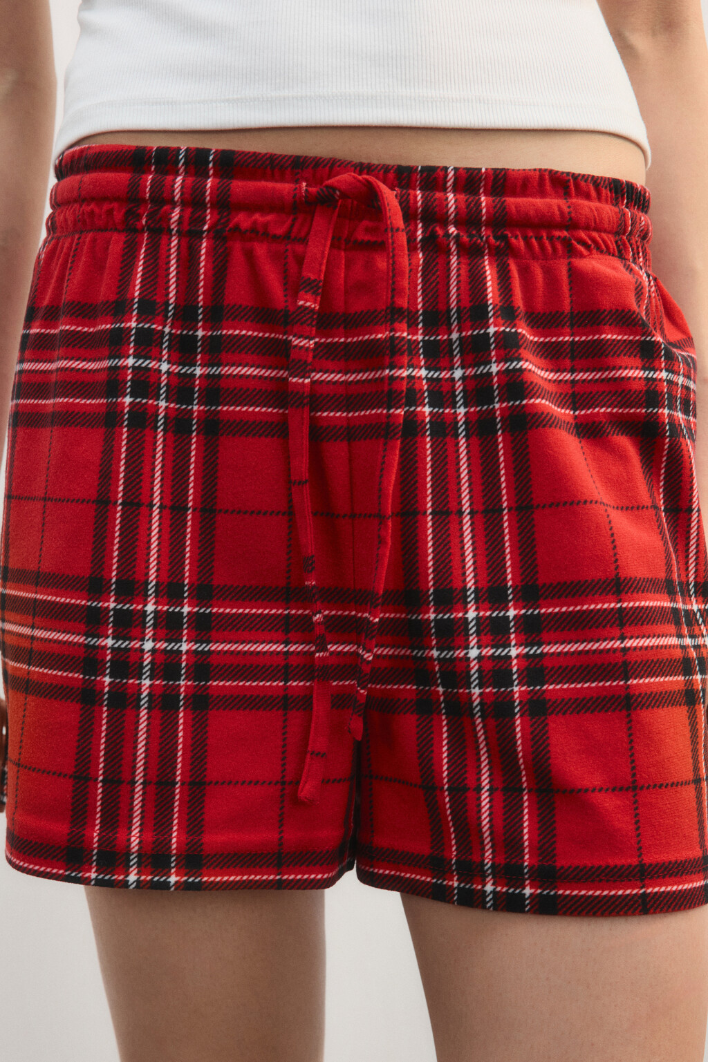 Шорты пижамные в клетку - цвет красный - 7