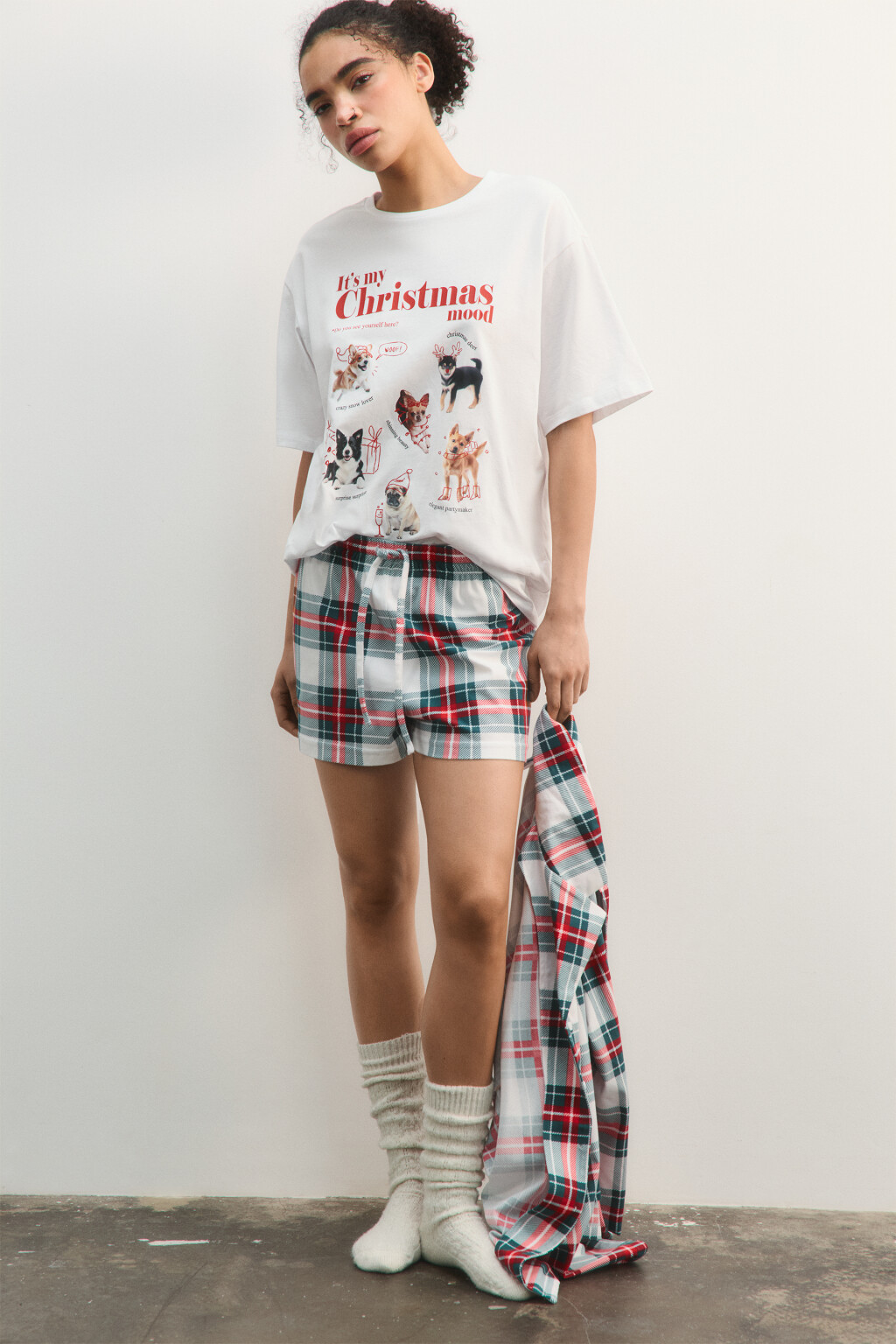 Шорты пижамные в клетку - цвет мультиколор - 1