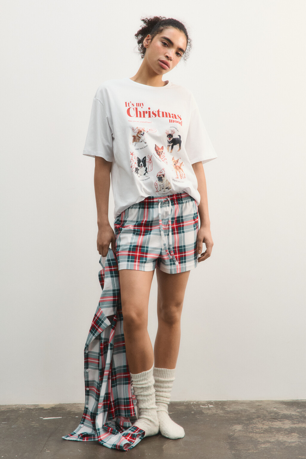 Шорты пижамные в клетку - цвет мультиколор - 4