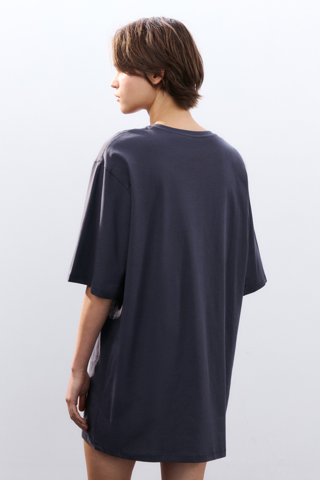 Платье-футболка домашнее с принтом - цвет серый - 4