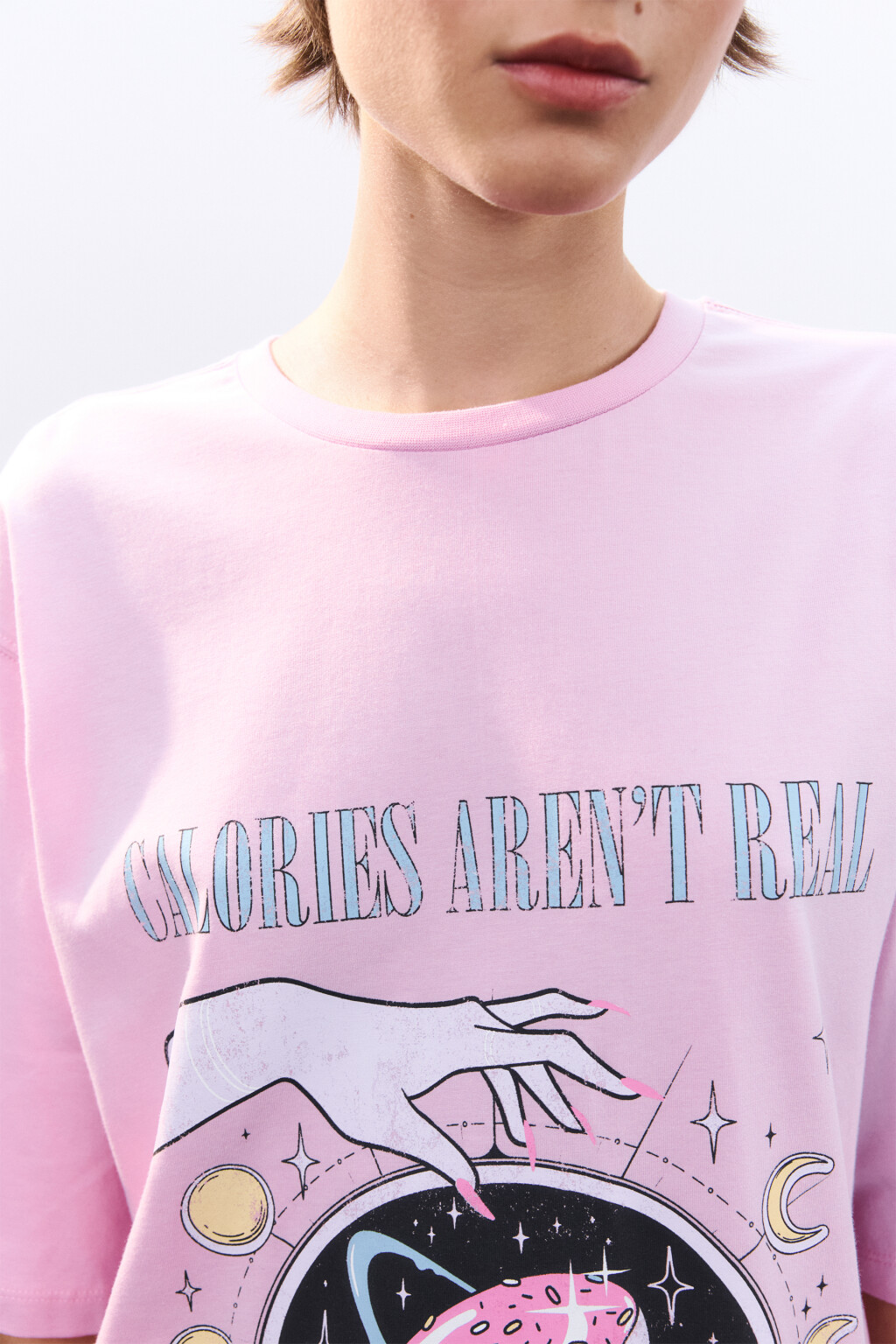 Платье-футболка домашнее с принтом - цвет розовый - 5