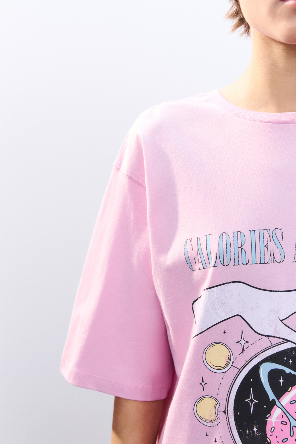 Платье-футболка домашнее с принтом - цвет розовый - 6
