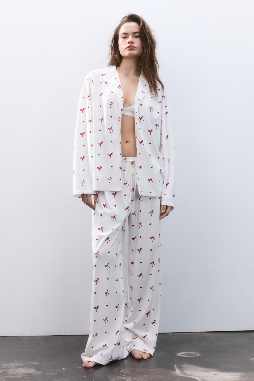 Блузка домашняя с принтом - цвет красный - 5