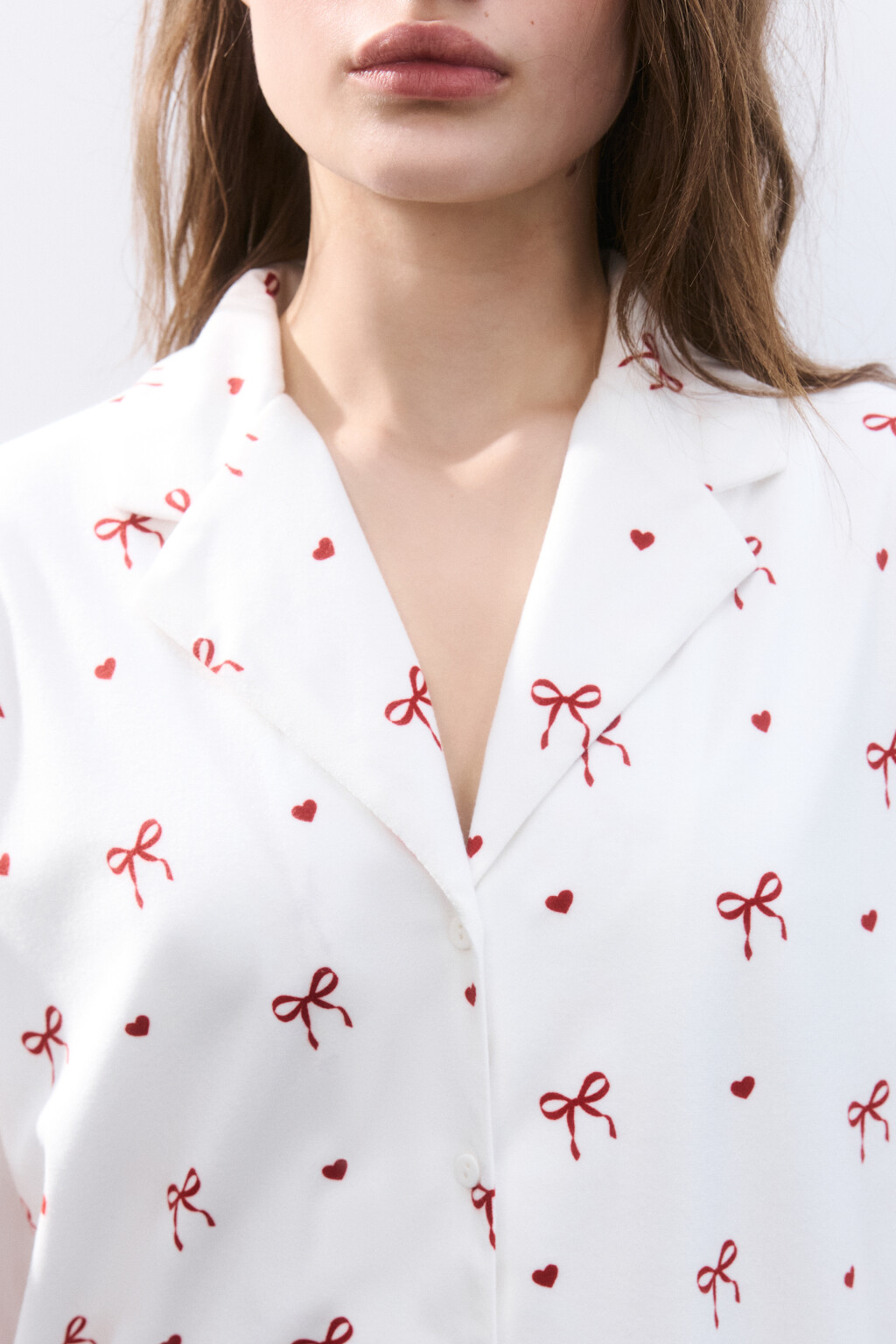 Блузка домашняя с принтом - цвет красный - 6