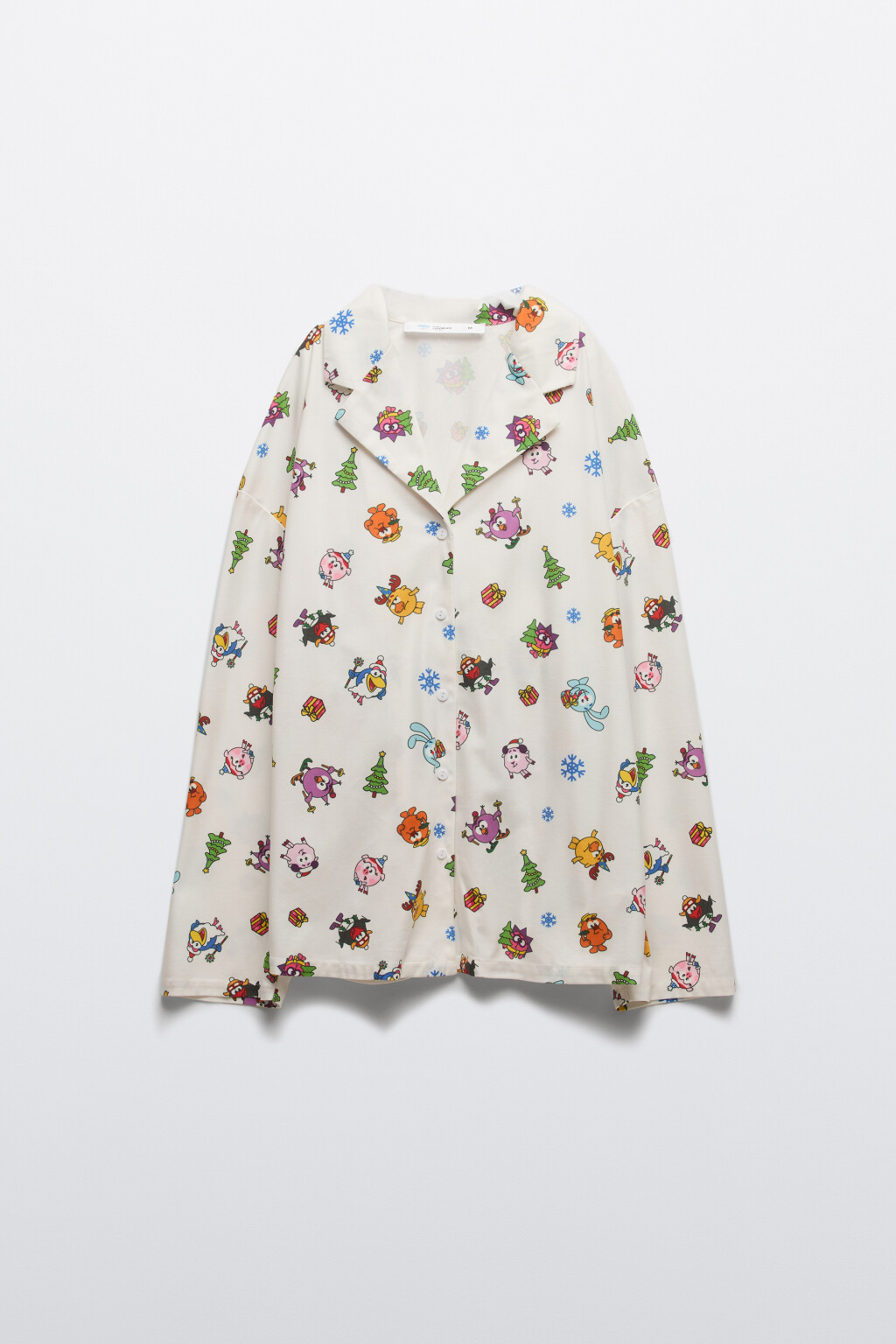 Блузка-рубашка домашняя с принтом - цвет ванильный - 7